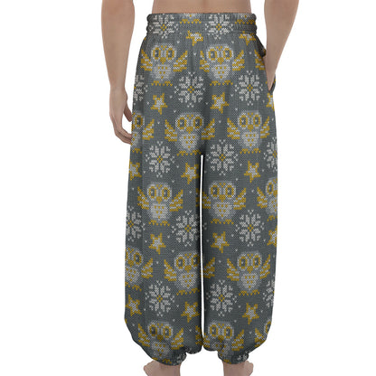 Owl Knitted Pattern Print Lantern Pants