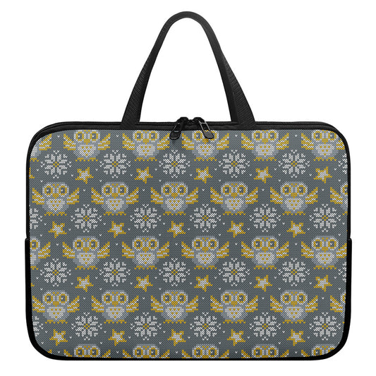 Owl Knitted Pattern Print Laptop Sleeve With Handle