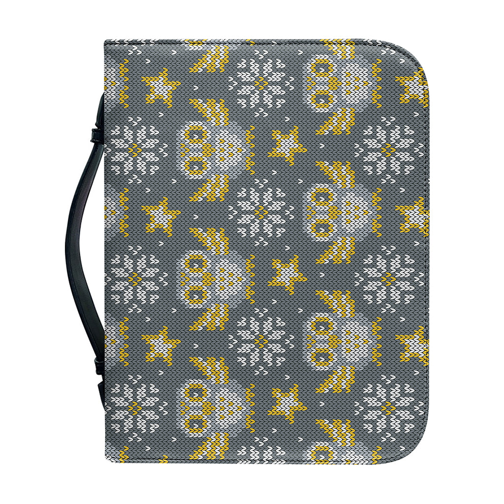 Owl Knitted Pattern Print Leather Bible Cover