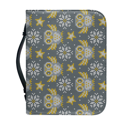 Owl Knitted Pattern Print Leather Bible Cover