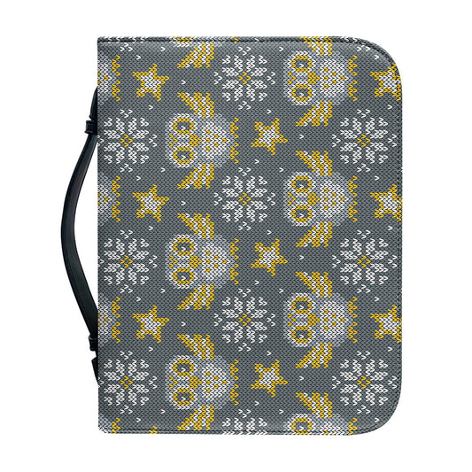 Owl Knitted Pattern Print Leather Bible Cover