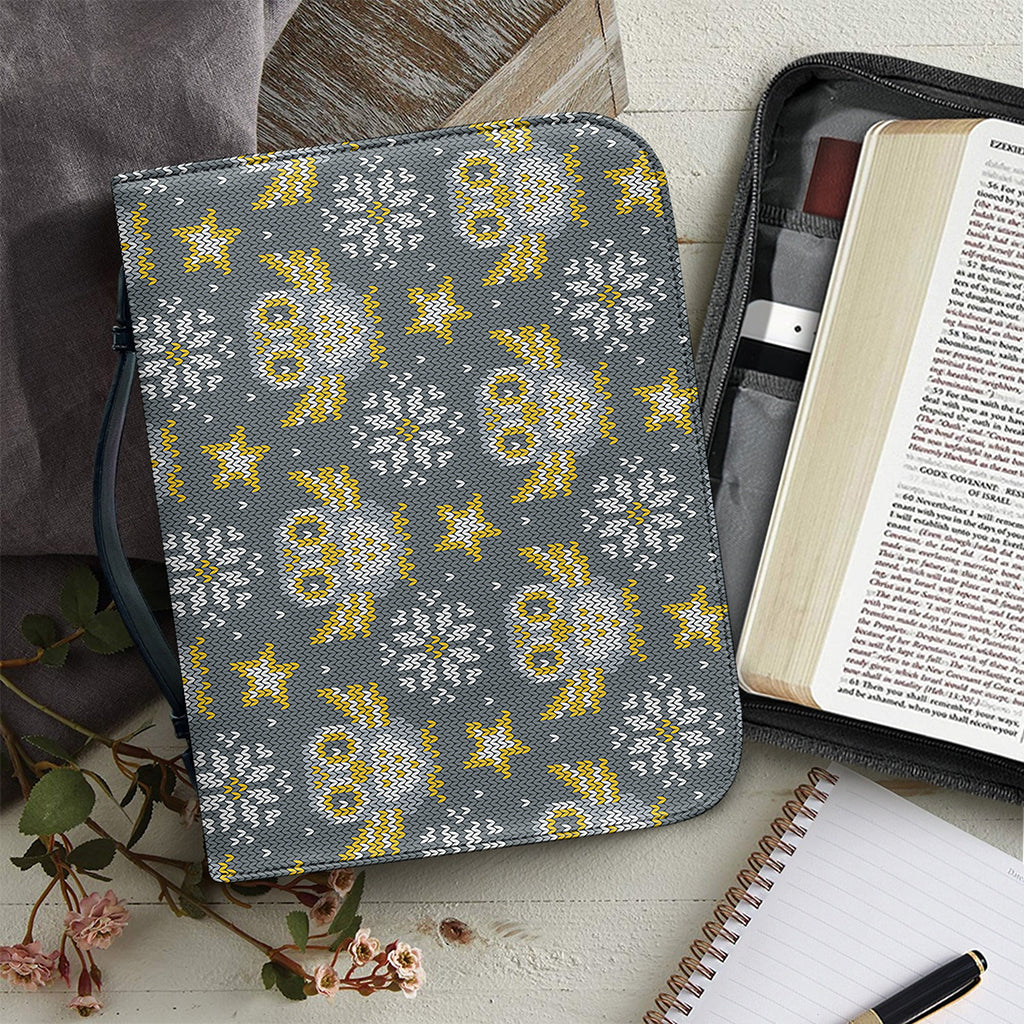 Owl Knitted Pattern Print Leather Bible Cover
