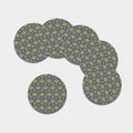 Owl Knitted Pattern Print Leather Coaster Set