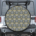 Owl Knitted Pattern Print Leather Spare Tire Cover