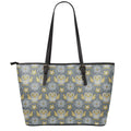 Owl Knitted Pattern Print Leather Tote Bag With Zipper