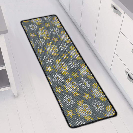 Owl Knitted Pattern Print Long Kitchen Mat