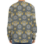 Owl Knitted Pattern Print Long Sleeve Baseball Jersey