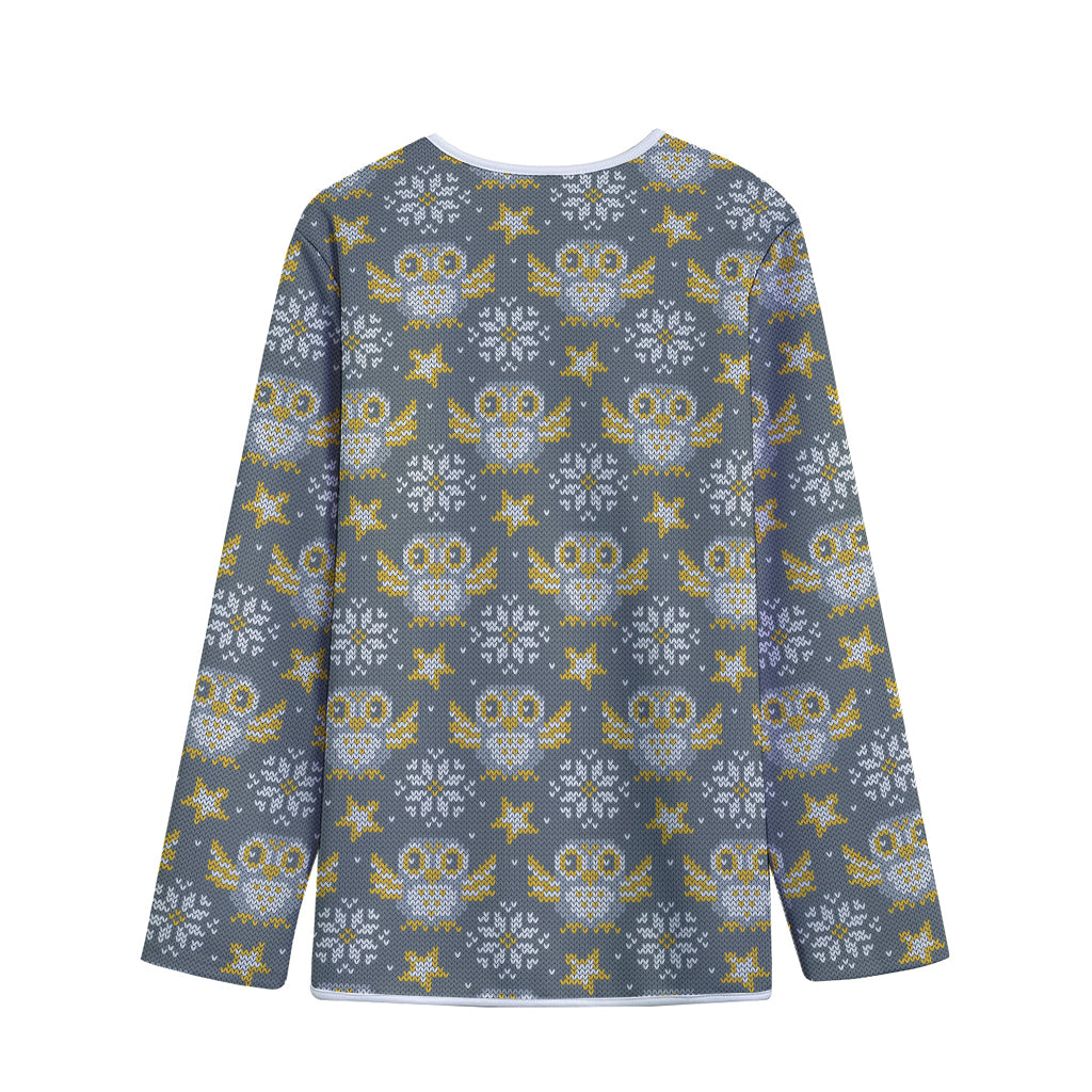 Owl Knitted Pattern Print Long Sleeve Short Coat