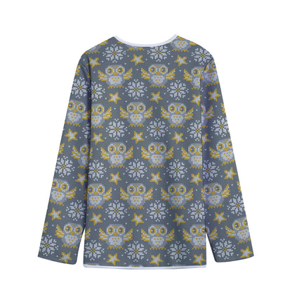 Owl Knitted Pattern Print Long Sleeve Short Coat