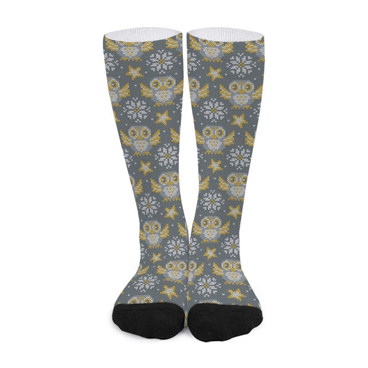Owl Knitted Pattern Print Long Socks