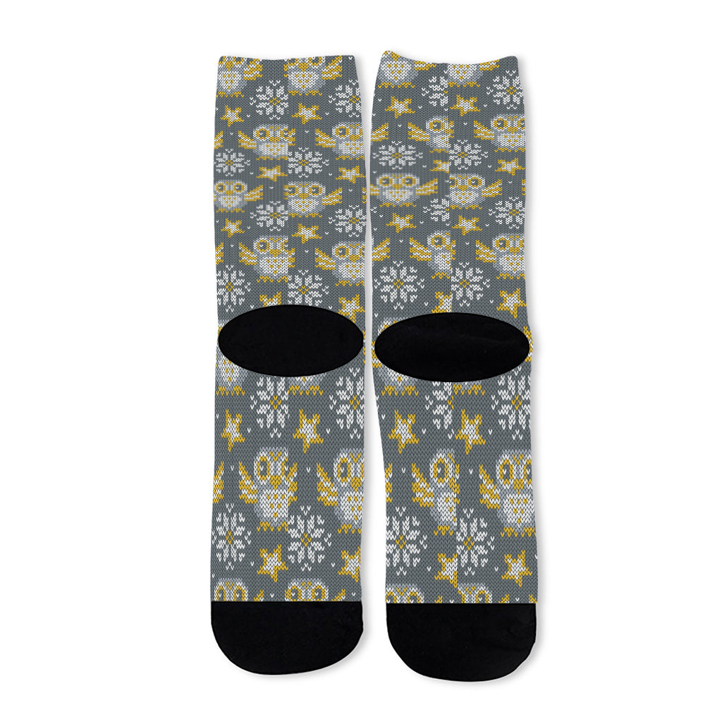 Owl Knitted Pattern Print Long Socks