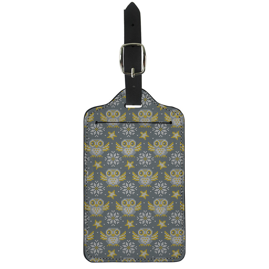 Owl Knitted Pattern Print Luggage Tag
