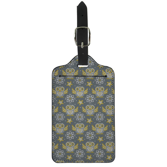 Owl Knitted Pattern Print Luggage Tag