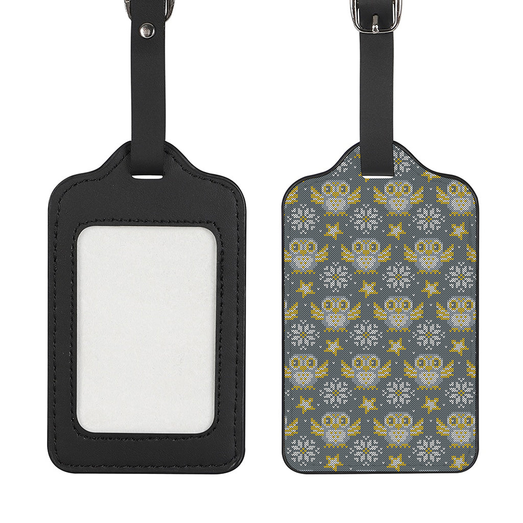 Owl Knitted Pattern Print Luggage Tag