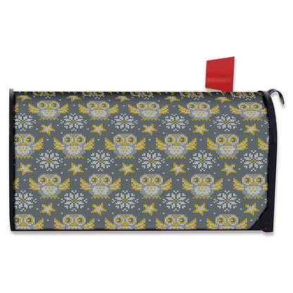Owl Knitted Pattern Print Mailbox Cover