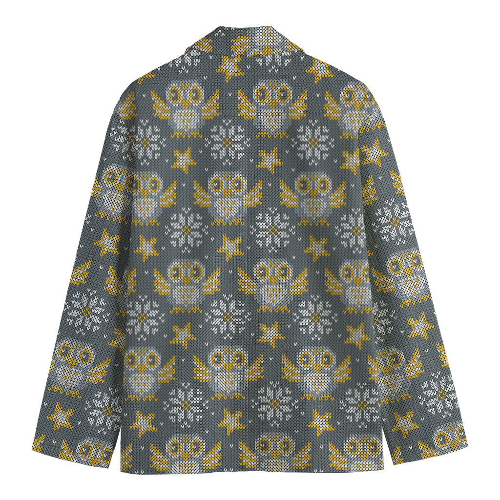 Owl Knitted Pattern Print Men's Blazer