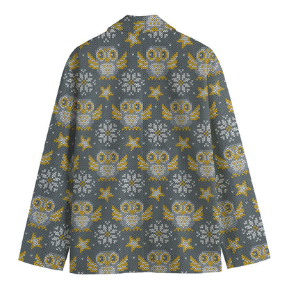 Owl Knitted Pattern Print Men's Blazer