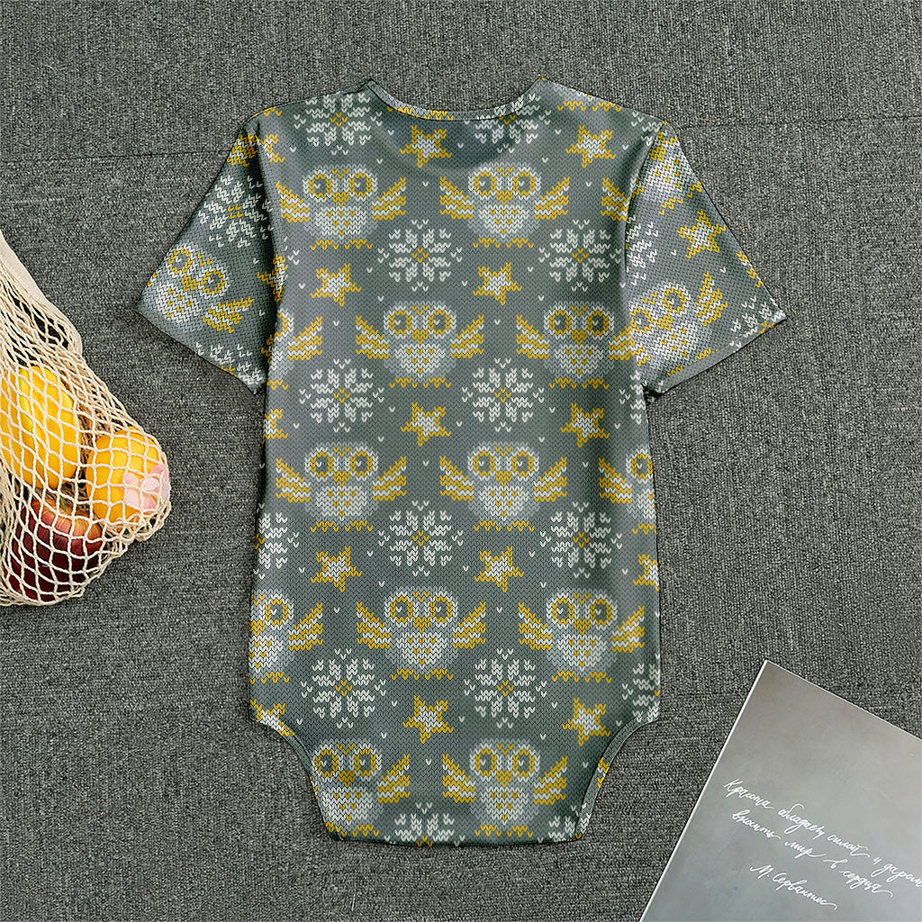Owl Knitted Pattern Print Men's Bodysuit