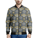 Owl Knitted Pattern Print Men's Bomber Jacket