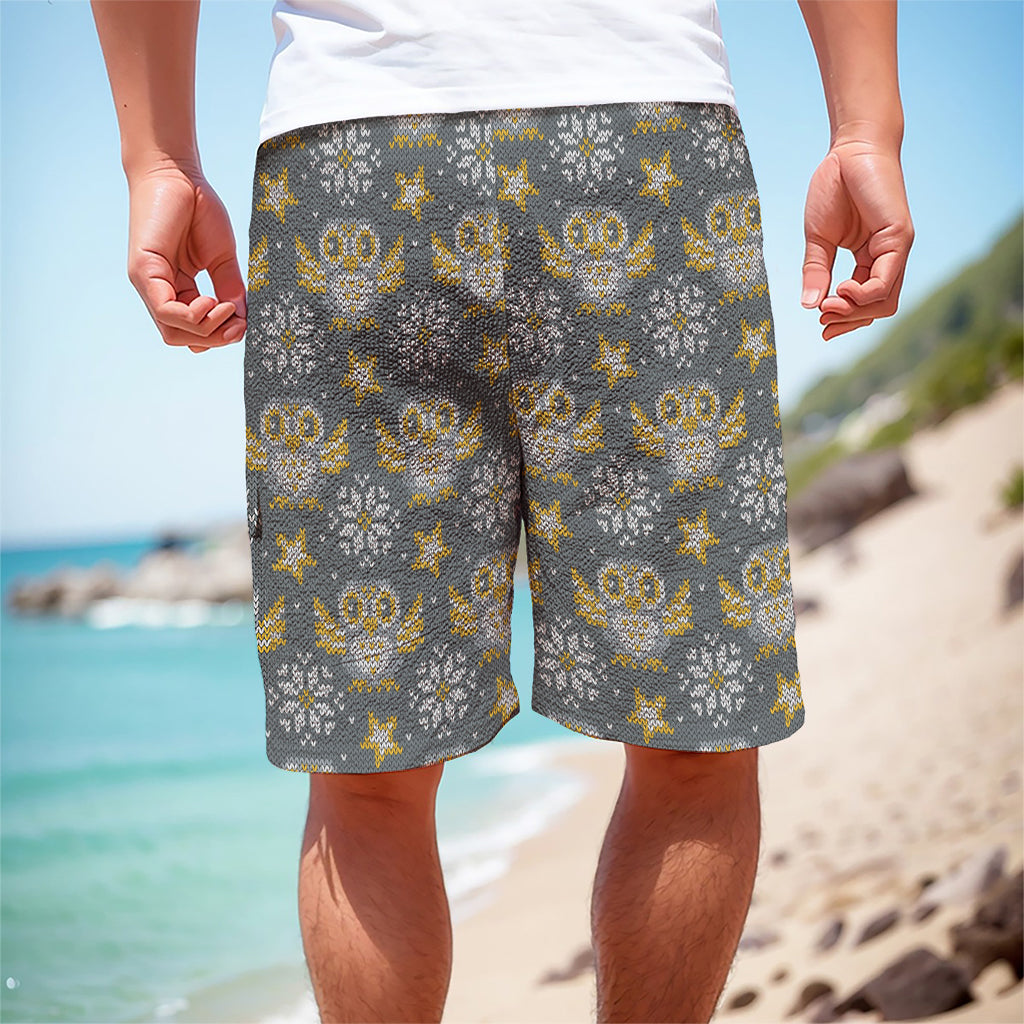Owl Knitted Pattern Print Men's Cargo Shorts