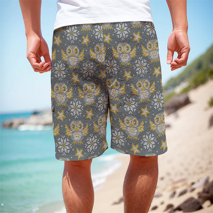Owl Knitted Pattern Print Men's Cargo Shorts