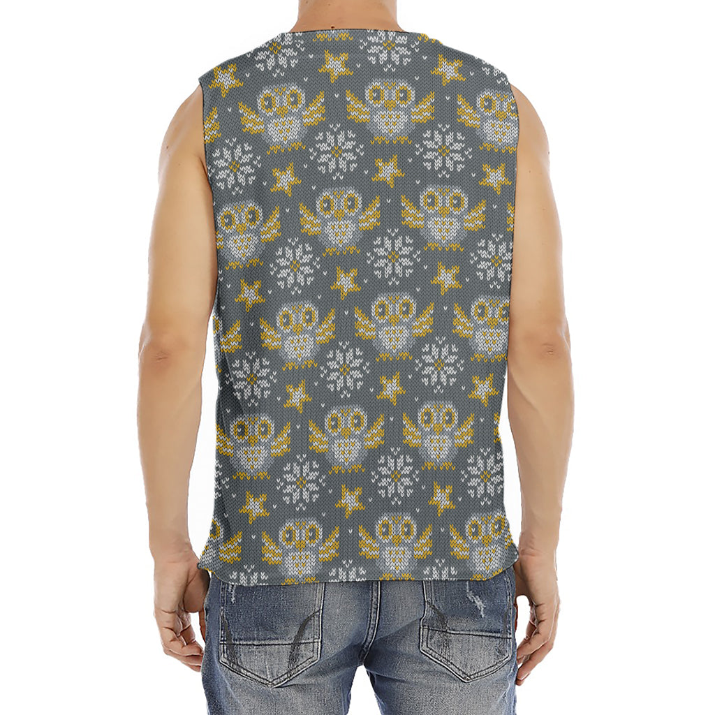 Owl Knitted Pattern Print Men's Fitness Tank Top