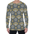 Owl Knitted Pattern Print Men's Long Sleeve T-Shirt