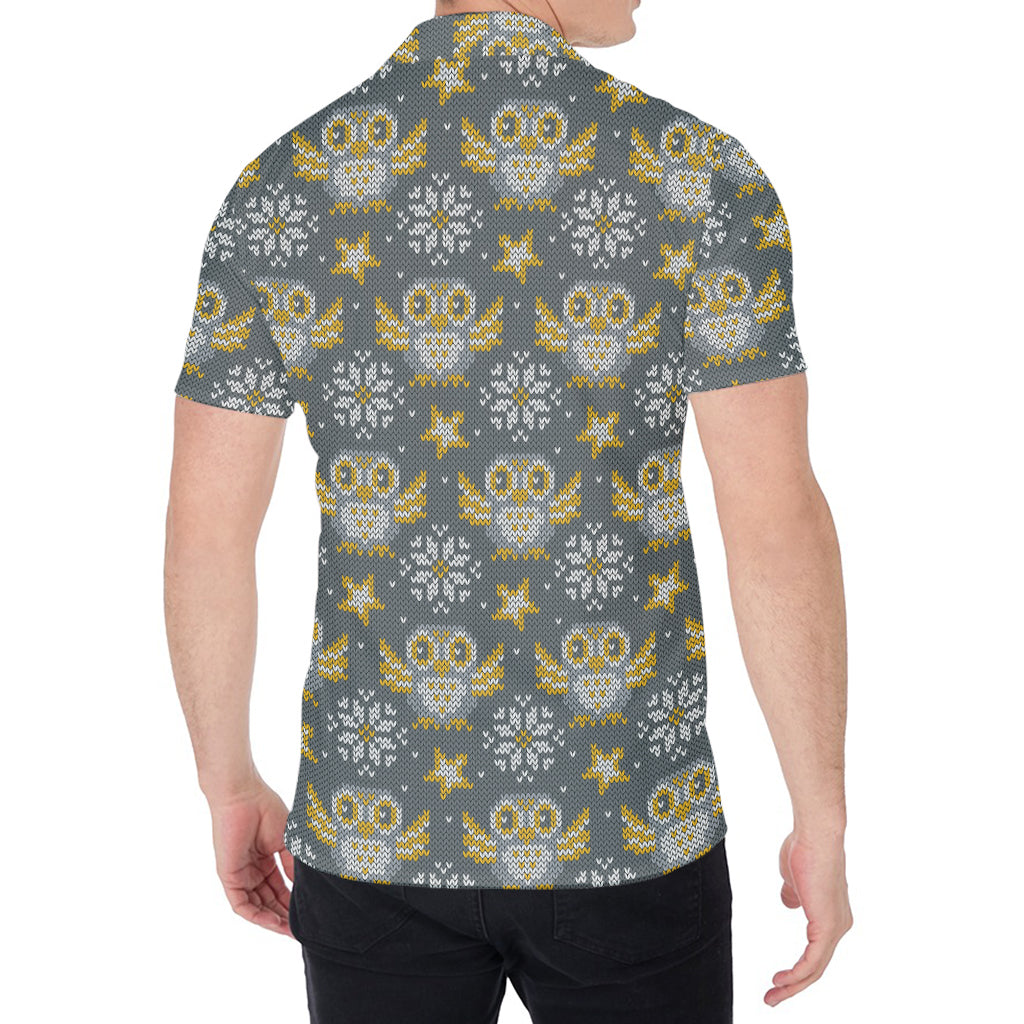 Owl Knitted Pattern Print Men's Shirt
