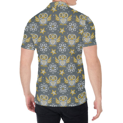 Owl Knitted Pattern Print Men's Shirt