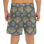 Owl Knitted Pattern Print Men's Split Running Shorts