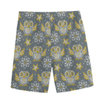 Owl Knitted Pattern Print Men's Sports Shorts