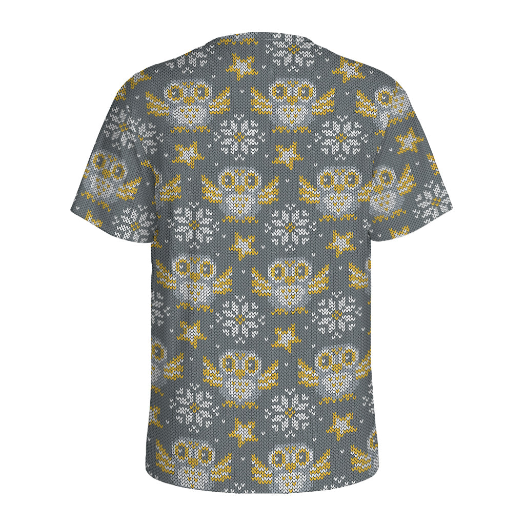 Owl Knitted Pattern Print Men's Sports T-Shirt