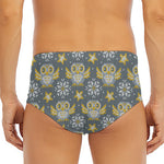Owl Knitted Pattern Print Men's Triangle Swim Briefs