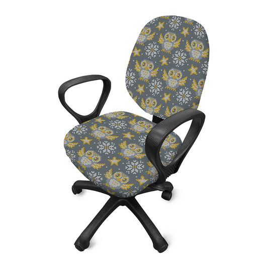 Owl Knitted Pattern Print Office Chair Cover