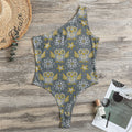 Owl Knitted Pattern Print One Shoulder Bodysuit
