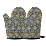 Owl Knitted Pattern Print Oven Mitts