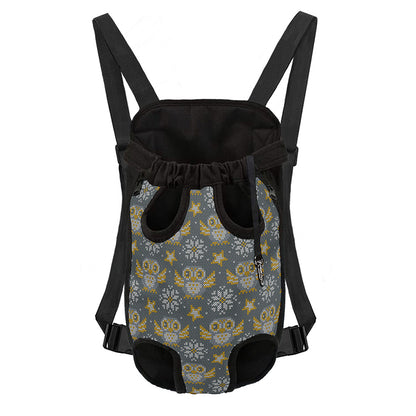 Owl Knitted Pattern Print Pet Carrier Backpack