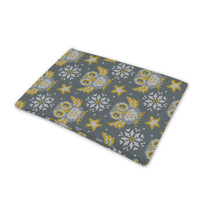 Owl Knitted Pattern Print Pet Cooling Mat Cover