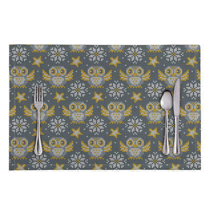 Owl Knitted Pattern Print Placemat