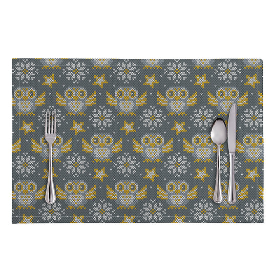 Owl Knitted Pattern Print Placemat