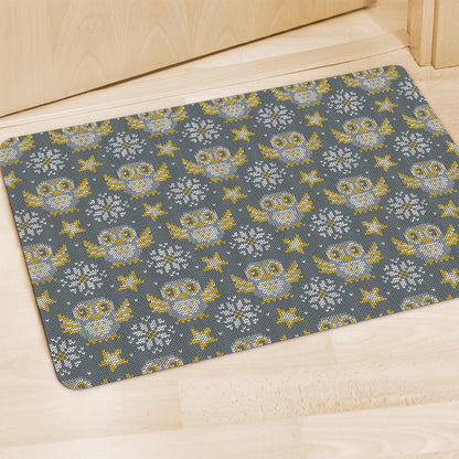 Owl Knitted Pattern Print Polyester Doormat
