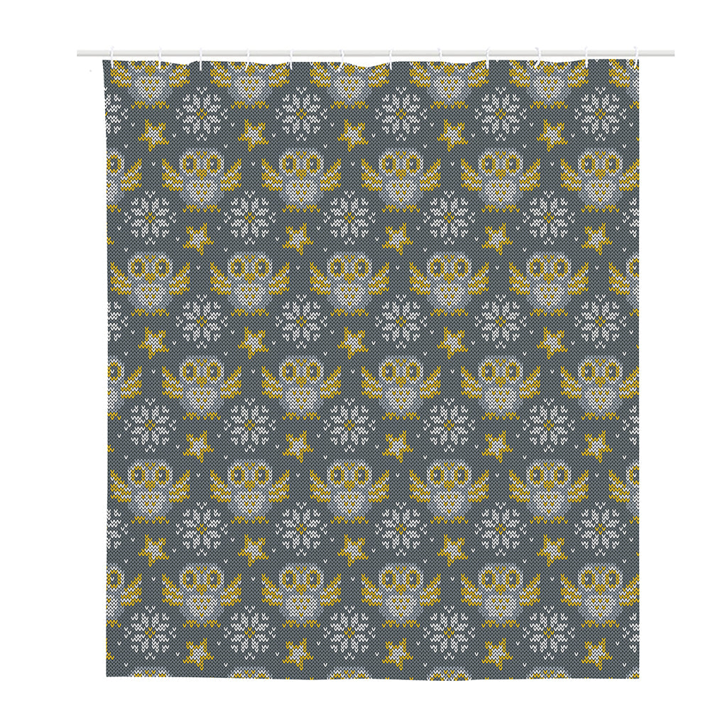 Owl Knitted Pattern Print Polyester Shower Curtain