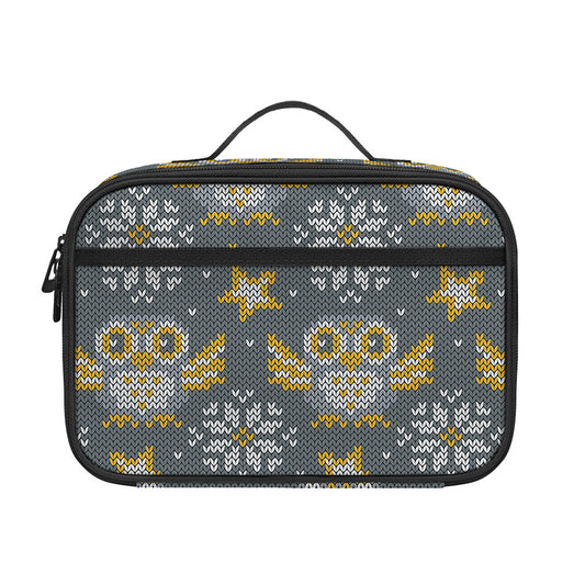 Owl Knitted Pattern Print Portable Lunch Bag