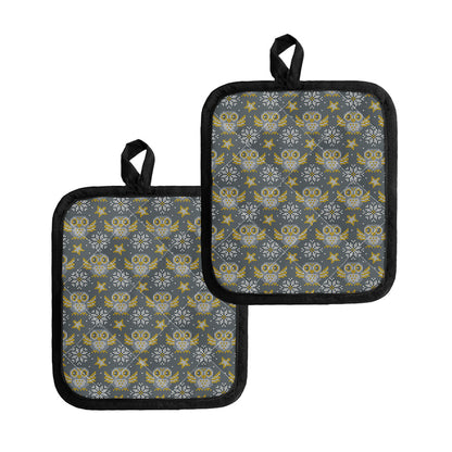 Owl Knitted Pattern Print Pot Holders