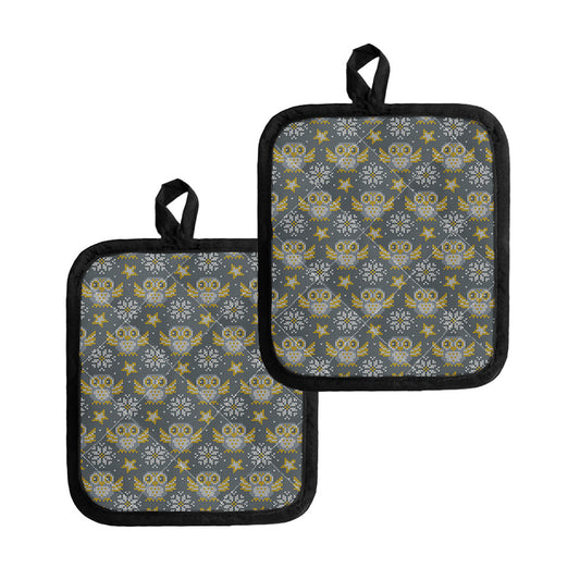 Owl Knitted Pattern Print Pot Holders