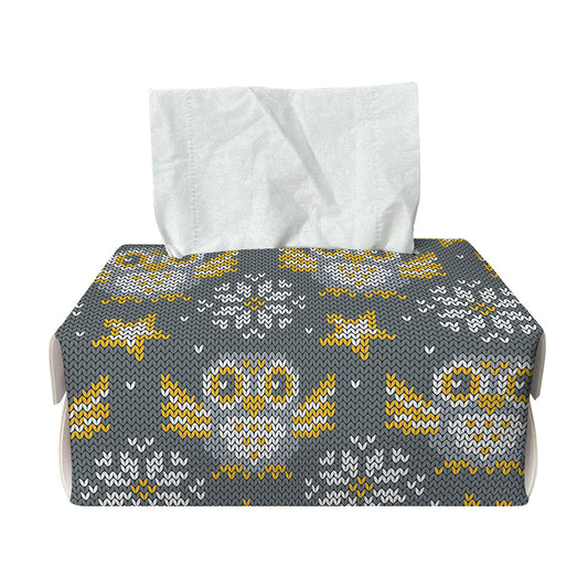 Owl Knitted Pattern Print Rectangle Tissue Box Cover