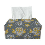 Owl Knitted Pattern Print Rectangle Tissue Box Cover