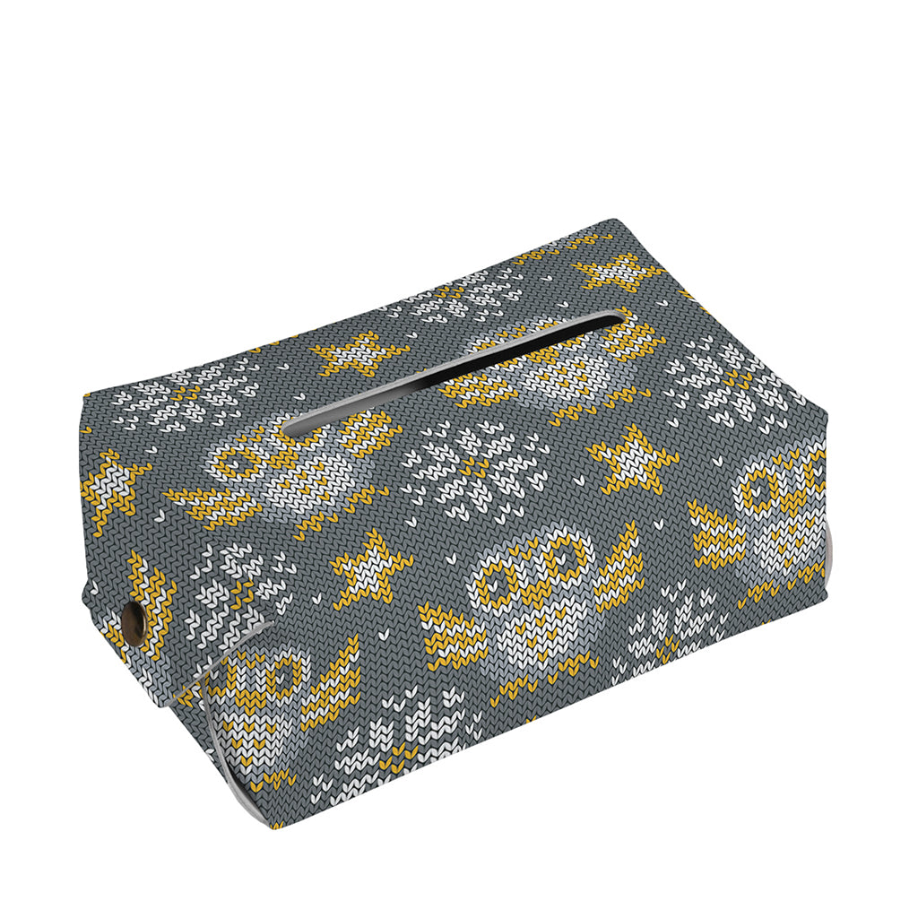 Owl Knitted Pattern Print Rectangle Tissue Box Cover