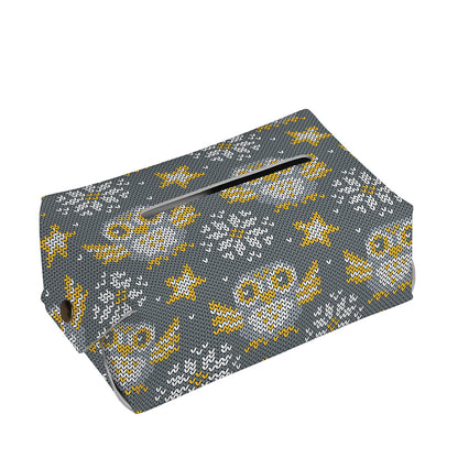 Owl Knitted Pattern Print Rectangle Tissue Box Cover