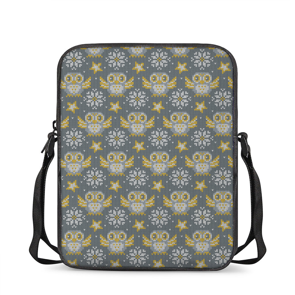Owl Knitted Pattern Print Rectangular Crossbody Bag